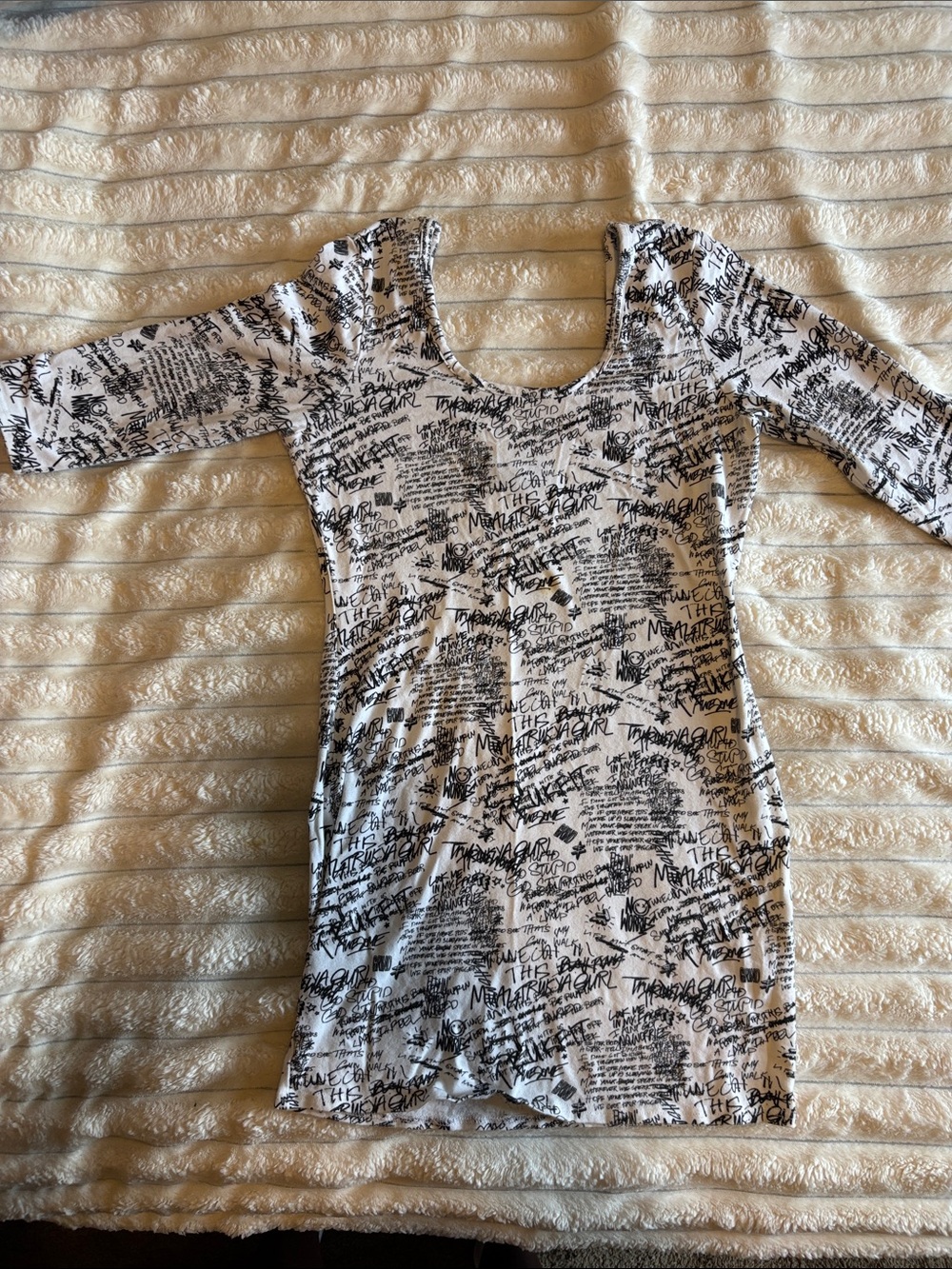 Trukfit mini dress White Scoop Neck Tunic with Black Script Print